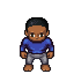 Pixel art male character with dark hair — custom video game sprite