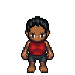 Pixel art female character with dark hair — custom couple game sprite