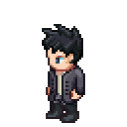 Pixel art male character sprite for personalized romantic video game